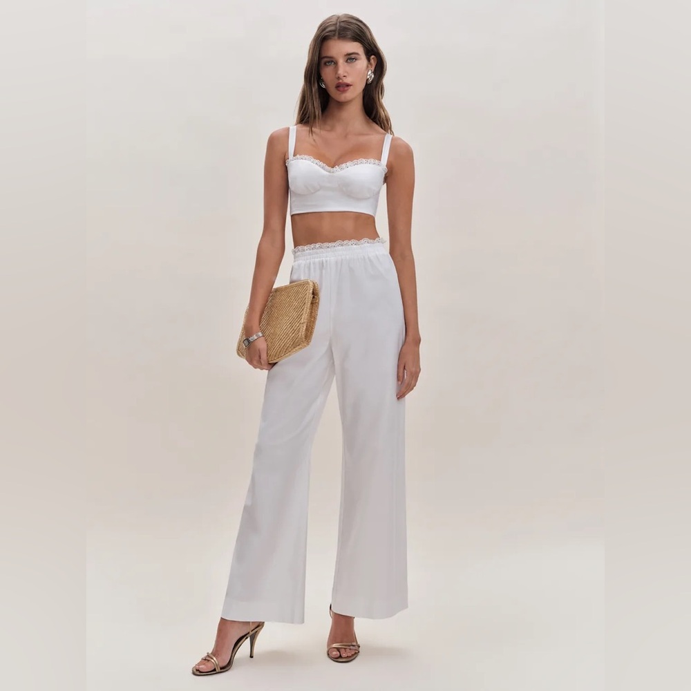 Reformation Pippa Two Piece In Bright White, brand new, never worn, no flaws.